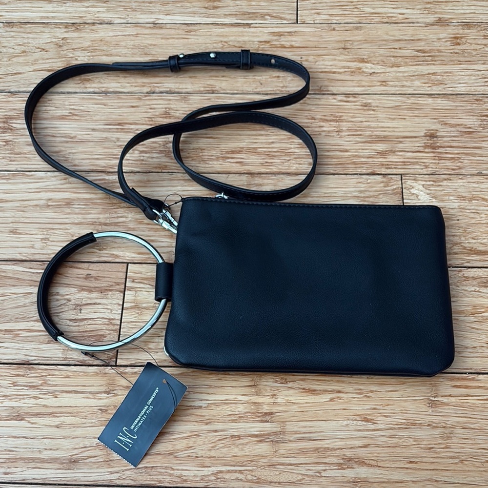 Black Crossbody Bag with Silver Accents